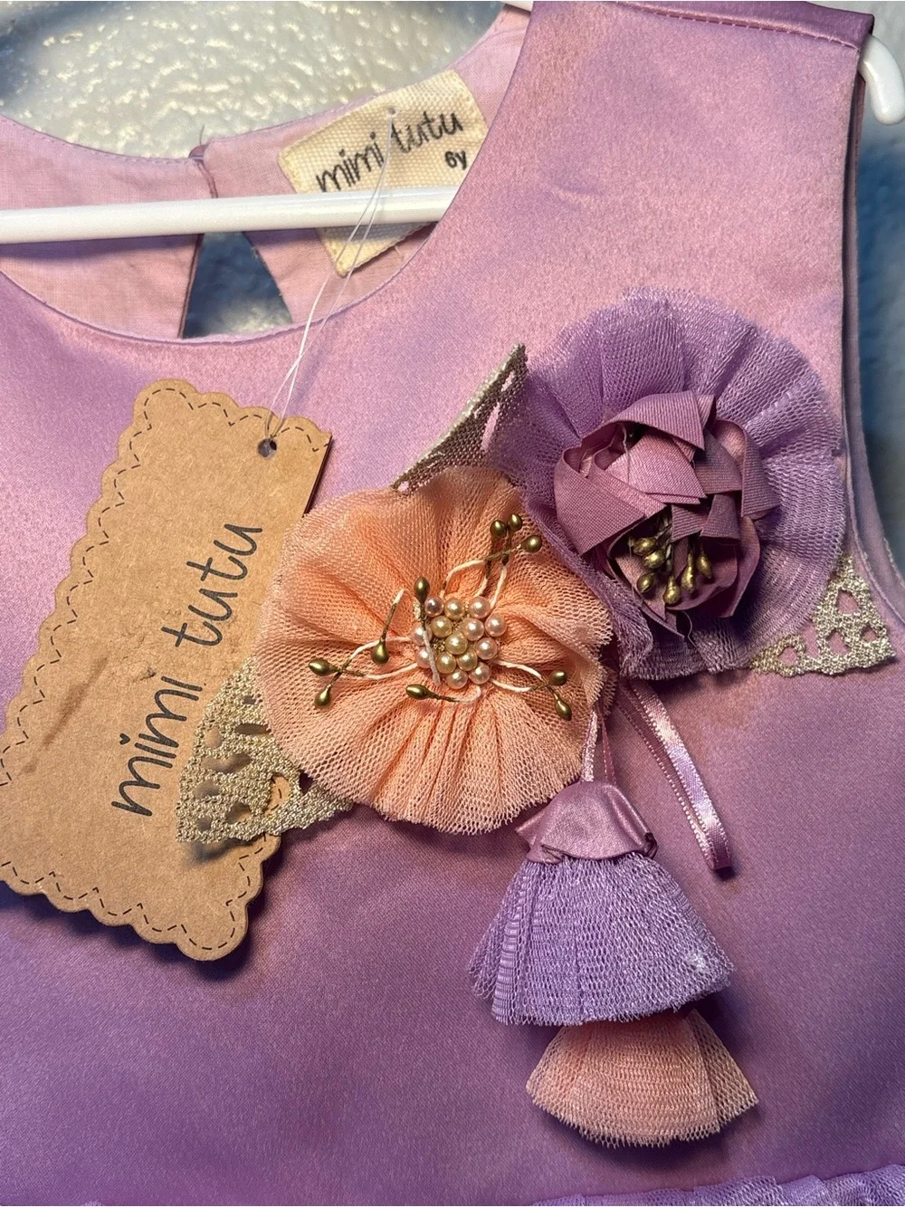Mimi Tutu Party Dress Lila Elbise Ruffles Lavender & Peach W/Flowers Size 6 NWT